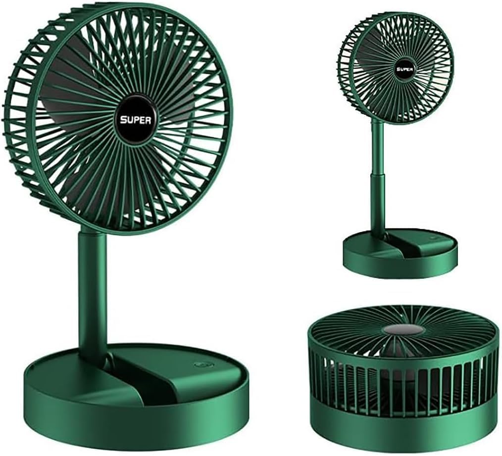 Taşınabilir Fan Katlanır Teleskopik Usb Fanı Ev Ofis Masaüstü Sessiz Fan (Yeşil, Orta)