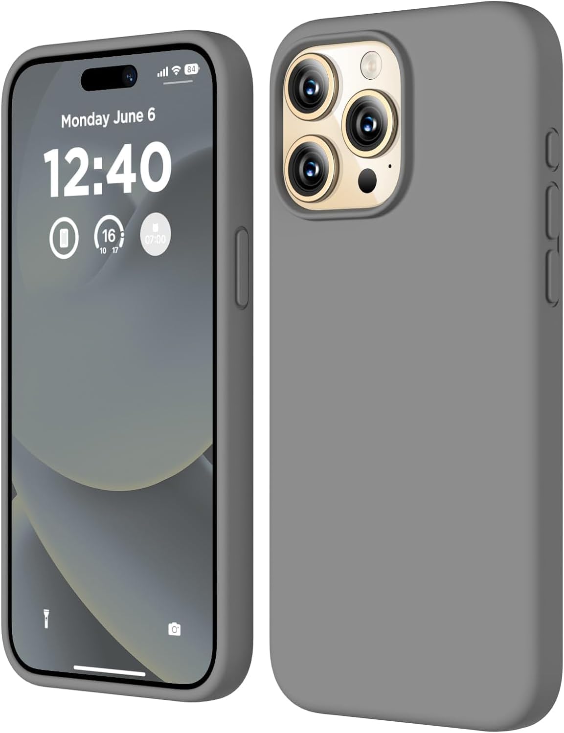 Trend iPhone 15 Pro Uyumlu içi Kadife Lansman Liquid Silicone kılıf Şok Emici Full Kasa Koruma Sağlayan Kılıf Gri