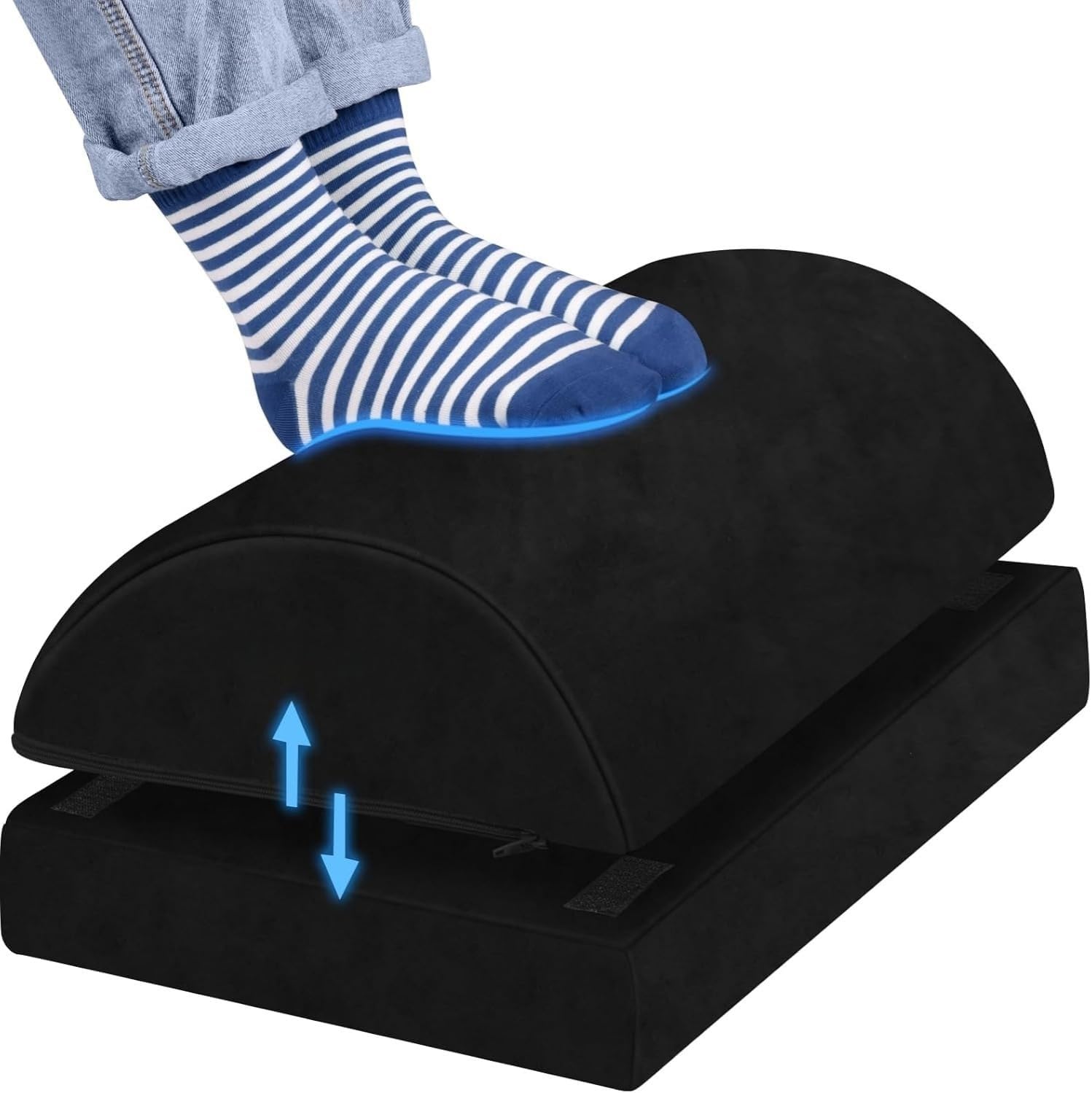 Ergonomik Visco Ayak Minderi, Oyun Koltuğu ve Ofis Koltuğu için Anti Alerjen Ayak Yastığı, Ayak Koyma Yeri Taburesi, Çok Amaçlı Rahatlatıcı Yarım Silindir İki Parça Masa Altı Ayak Desteği