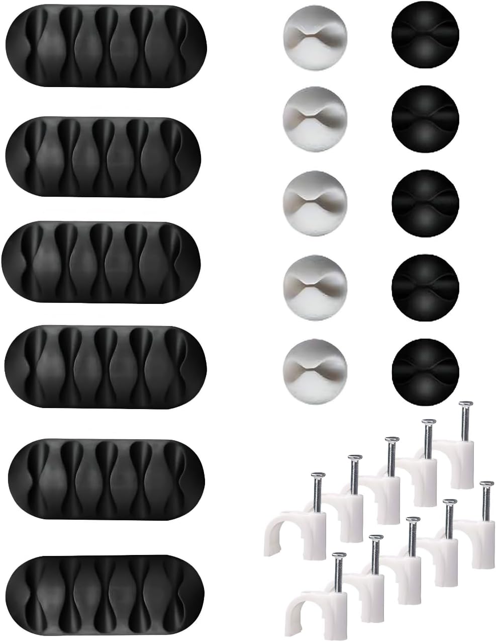 26 Parça Kablo Tutucu Seti | Yapışkanlı Kablo Klipsi | Masa Üstü Kablo Düzenleyici | Şarj Kablosu, Kulaklık, USB, HDMI, Mouse Kablosu için | Ofis & Ev Kullanımı | Kablo Yönetimi Çözümü