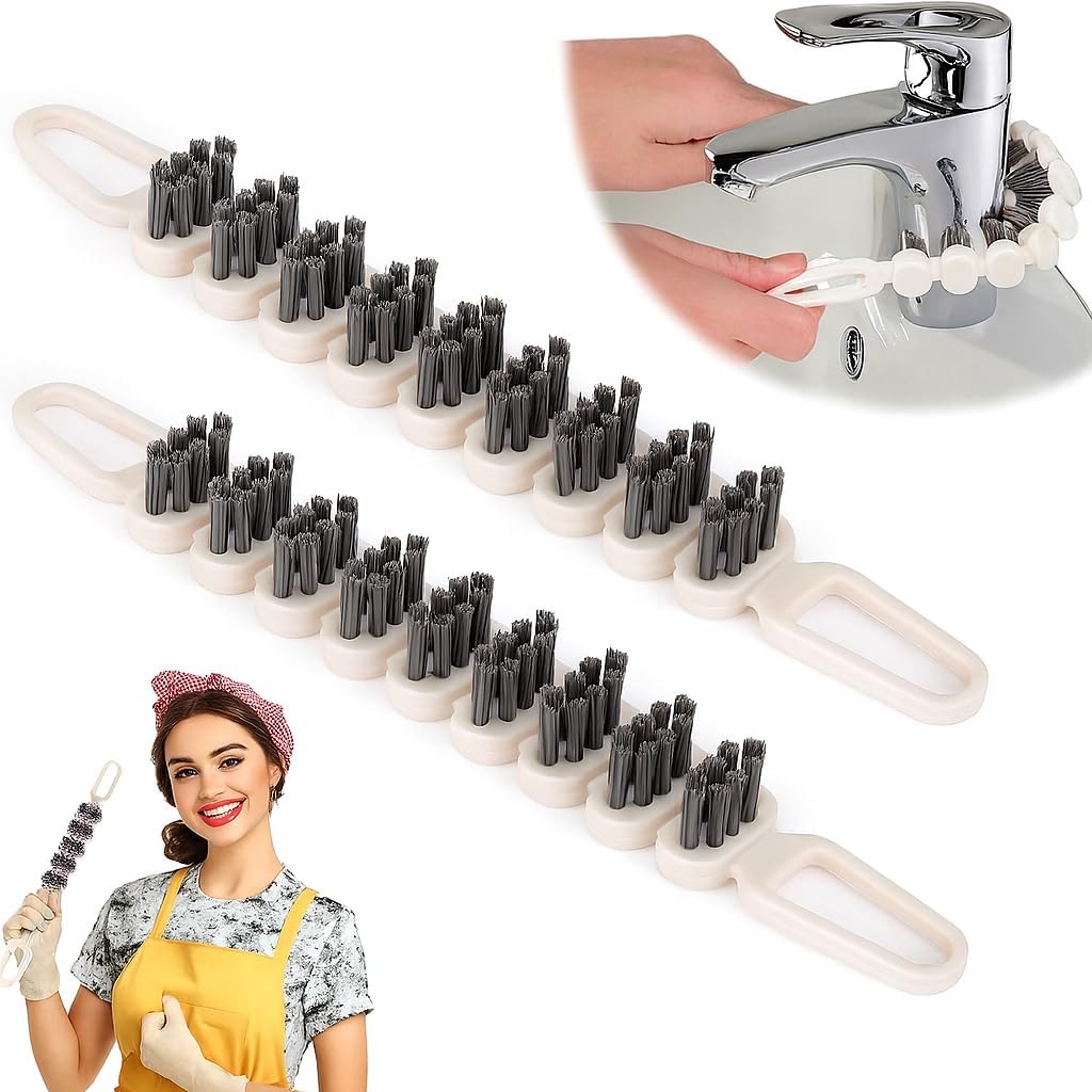 2&apos;li 360° Bükülebilir Aralık Temizleme Fırçası – 26,5 cm Esnek Saplı Kavisli Yüzey Temizleyici, Askı Delikli Çok Amaçlı Mutfak Banyo Lavabo Temizlik Fırçası