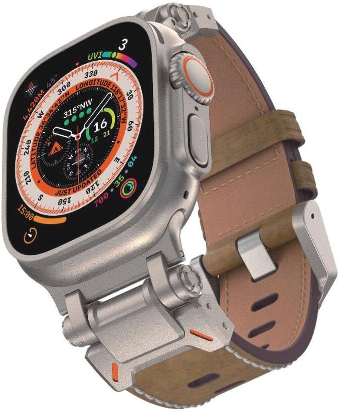 İle Uyumlu Watch 42mm KRD-114 Metal Başlıklı Suni Deri Kordon Taba