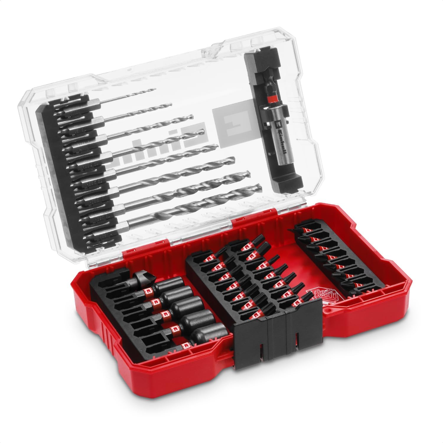 Einhell M-CASE 39 parça darbeye dayanıklı bits seti (25 mm uçlar, metal matkap uçları, 60 mm uç tutucu, lokma ucu, havşa dahil saklama kutusu) - 49108773