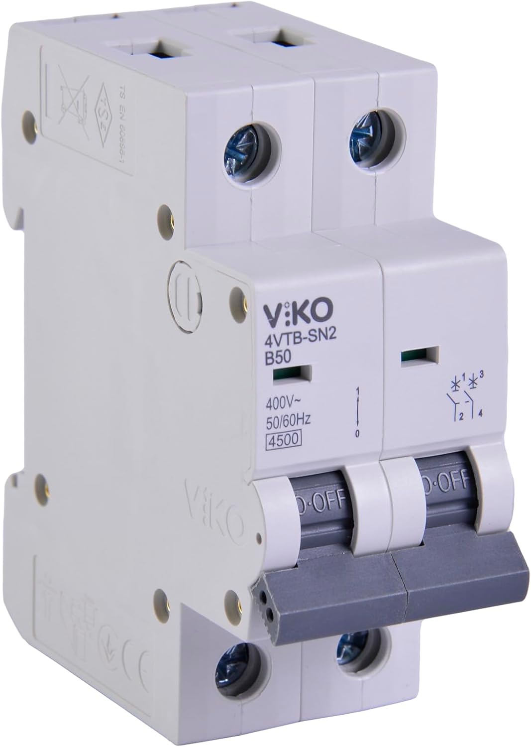 4VTB-2B50 Otomatik Sigorta 4,5kA B Tipi 2 Kutup 50A