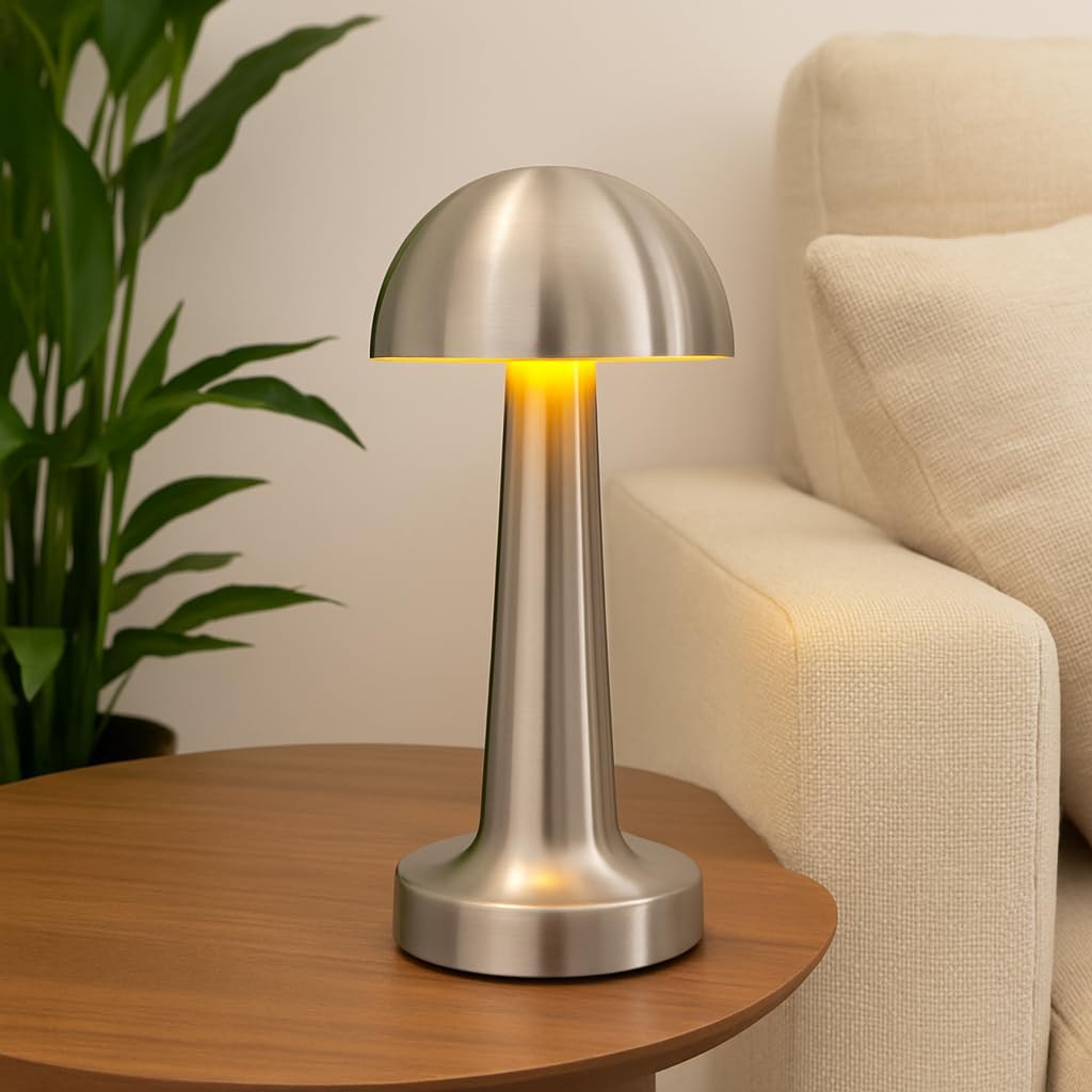 Şarjlı Masa Lambası – Krom, Dokunmatik, Dim Edilebilir, 3 Renk Modu (6500K-3200K-Amber), 4-8 Saat Çalışma, 1,5 Saat Şarj, 217x95 mm