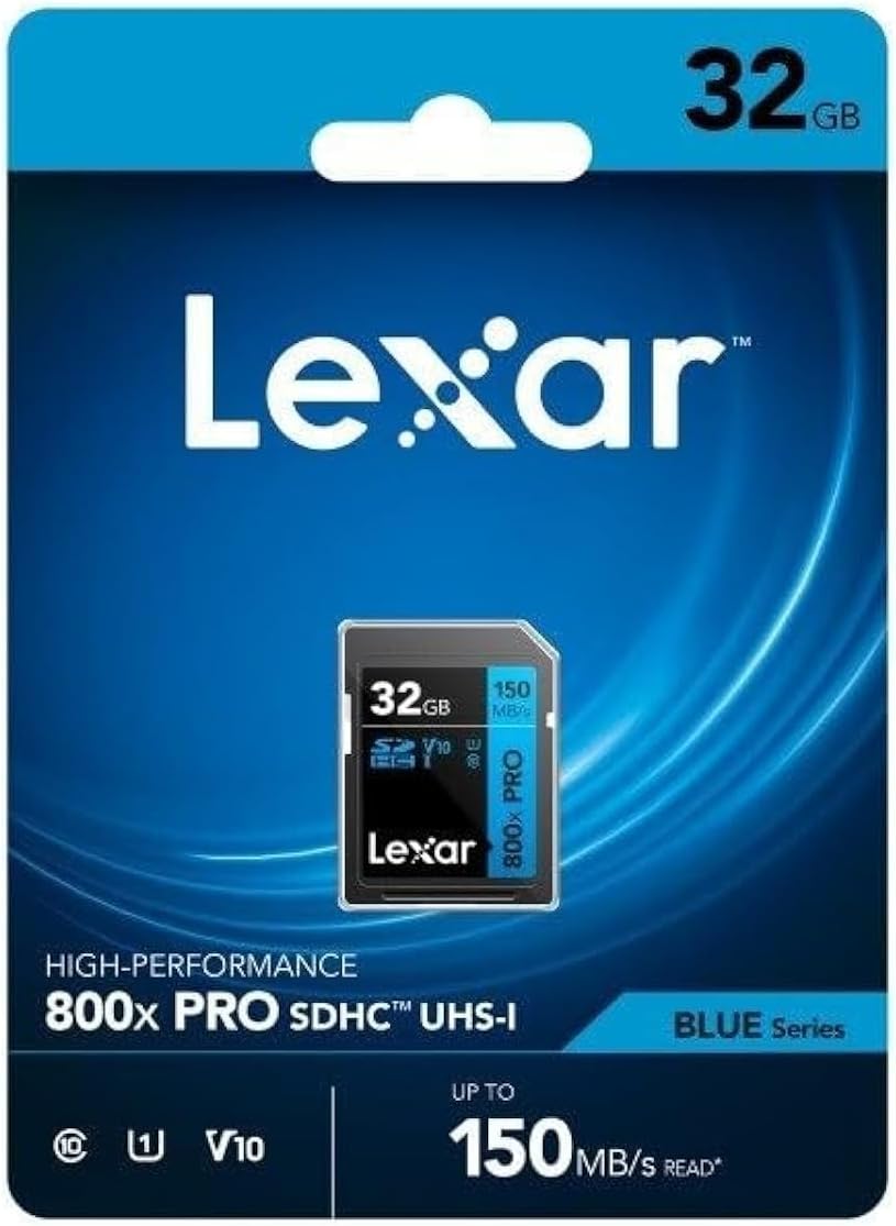 SDHC High-Performance 32GB 800x UHS-I Serisi Blue Class 10 U1 V10 4K video kaydı için yüksek aktarım hızı siyah/mavi