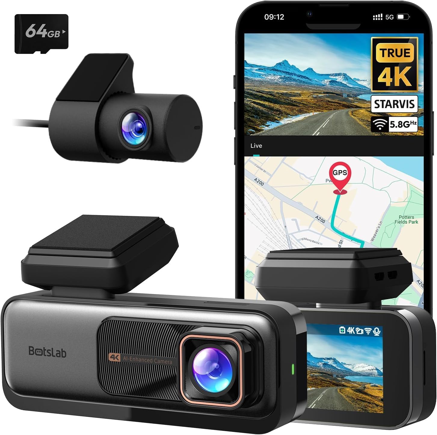 G980H Pro ADAS Ön Kamera Gerçek 4K UHD Arka 2K QHD 170° Geniş Açı Lens Gece Görüşü Dahili s Modülü Akıllı Araç İçi Kamera