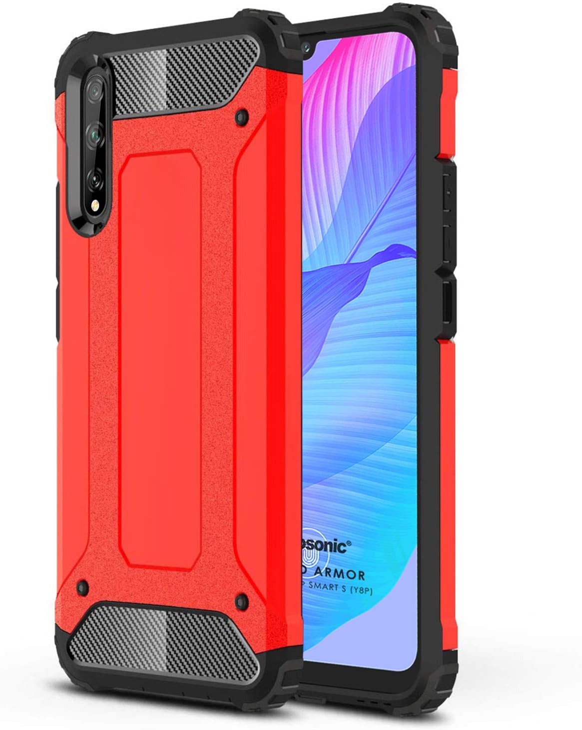 Y8P için Kılıf Rugged Armor Kırmızı [Y8P ile Uyumlu Kılıf - Kırmızı]