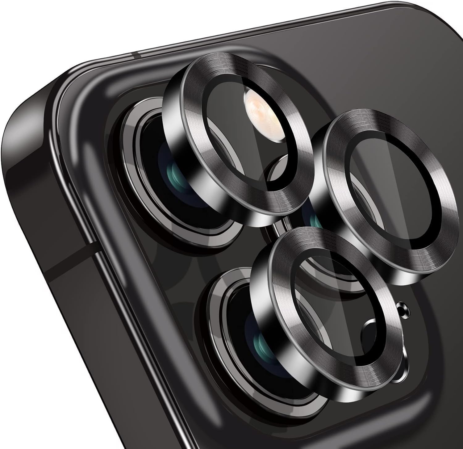 iPhone 13 Pro Max iPhone 13 Pro için Kamera Lens Koruyucu Kamera Koruyucu Ultra İnce Yüksek Kaliteli Cam Lens Mercek Koruyucu (Grafit (Siyah))