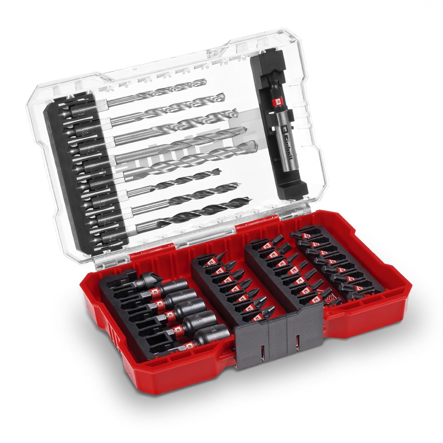 Einhell M-CASE 39-Parça Darbeye Dayanıklı Set (25 mm Uçlar, Metal Matkap, Ahşap, Taş, 60 mm Tutucu, Lokma Anahtar, Havşa Ucu, Saklama Kutusu Dahil) - 49108759