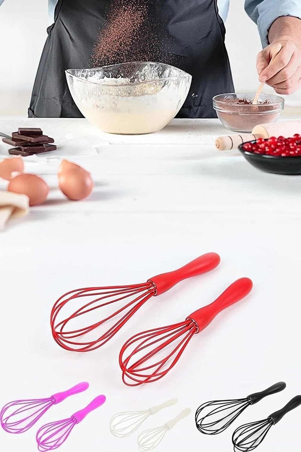 2&apos;li Silikon Yumurta Puding Sos Kremşanti Çırpma Teli Çırpıcı