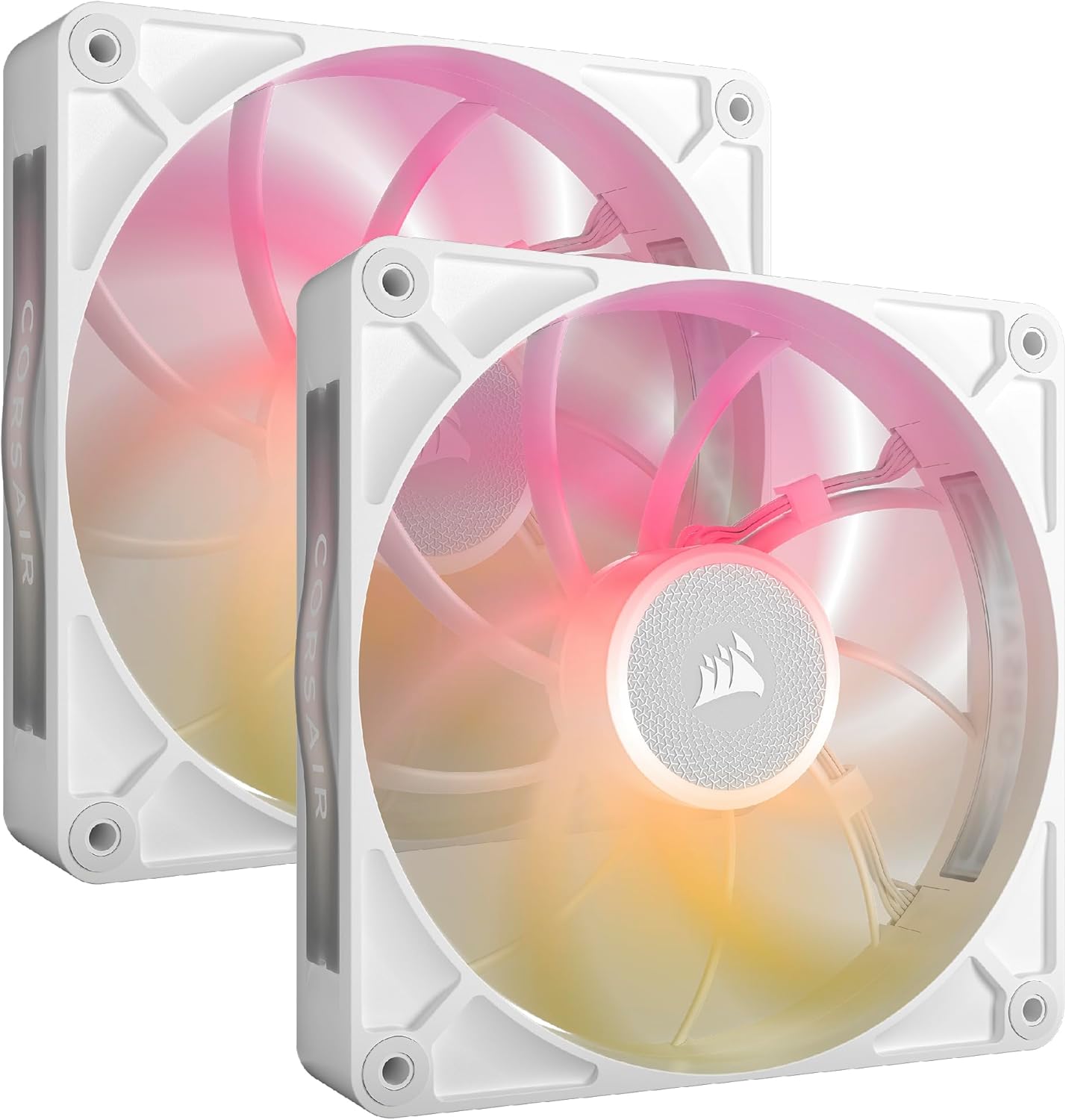 iCUE Link RX140 MAX RGB 140 mm PWM Kalın Fanlar iCUE Link Sistem Hub ile - Yüksek Statik Basınç - Manyetik Kubbe Rulman - İkili Paket - Beyaz