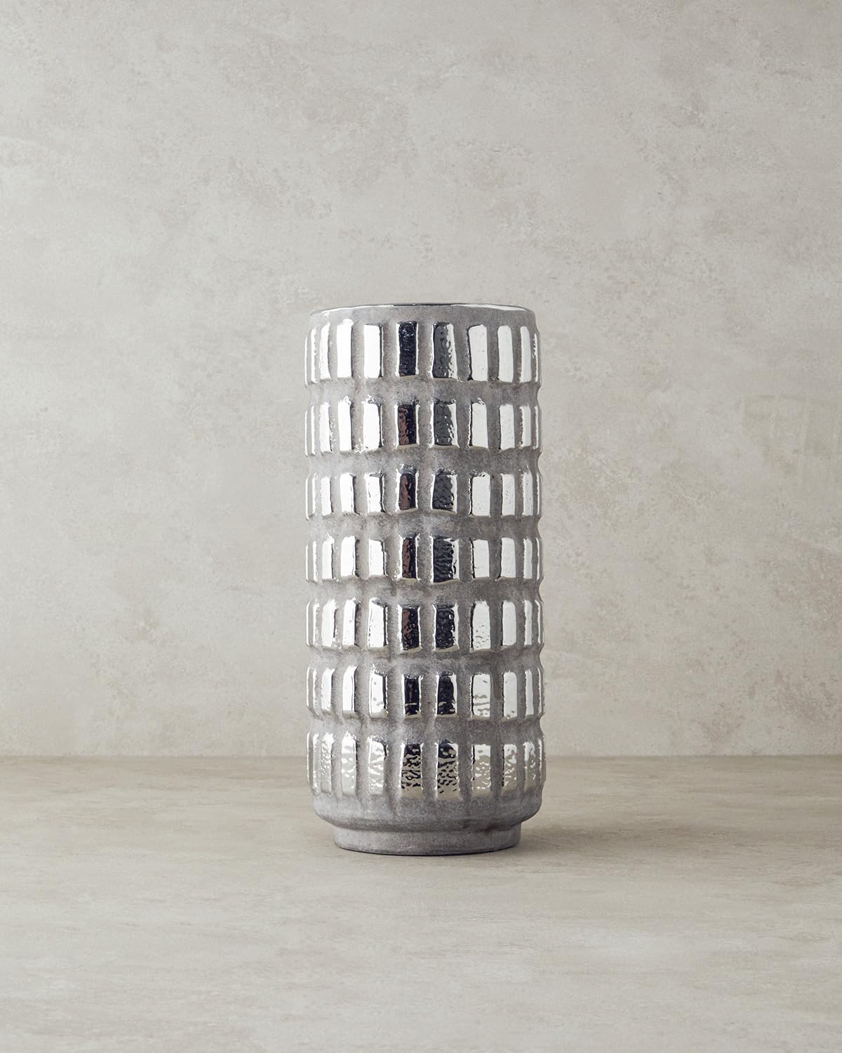 Home Glossy Stoneware Vazo Silver