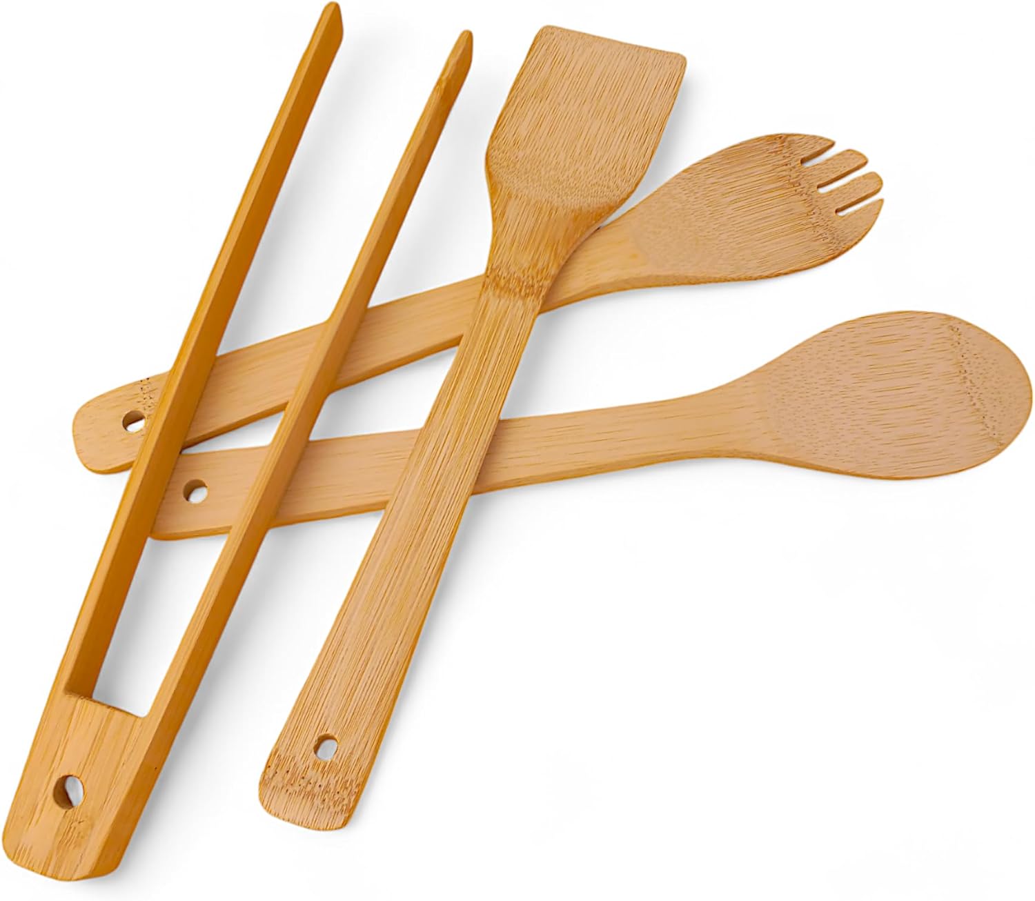 Bambu Servis ve Spatula Seti 4&apos;lü Set, 4 Adet Bambu Servis Seti - Rustik Şıklıkla Sofranızı Tamamlayın! Ahşap Servis ve Spatula Seti 4&apos;lü Set