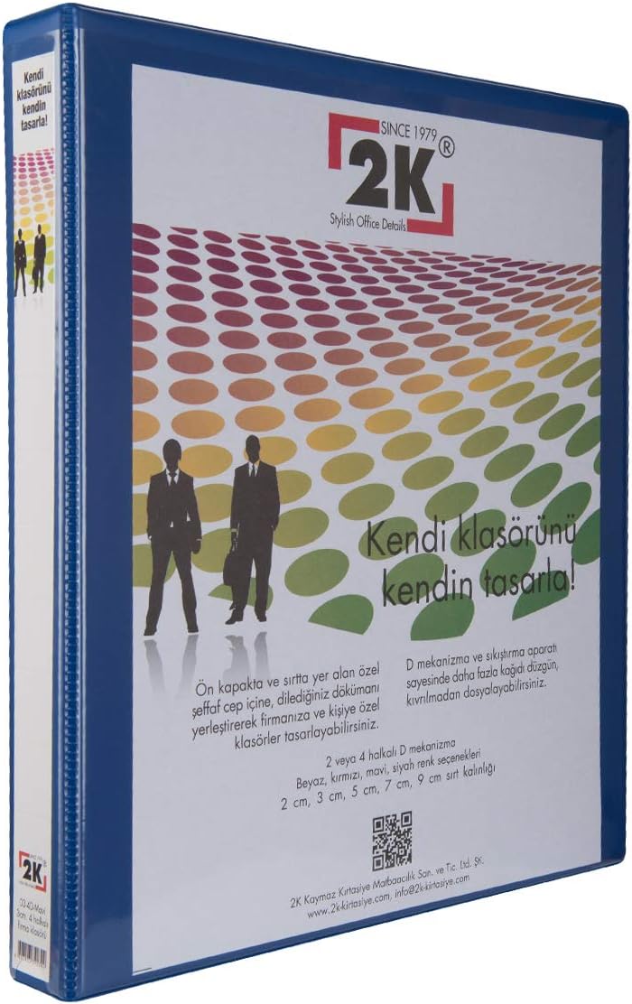 03-2D-M 2 Halka D Mekanizmalı Klasör Kutu İçi, Mavi, 3 Cm, 16 Adet