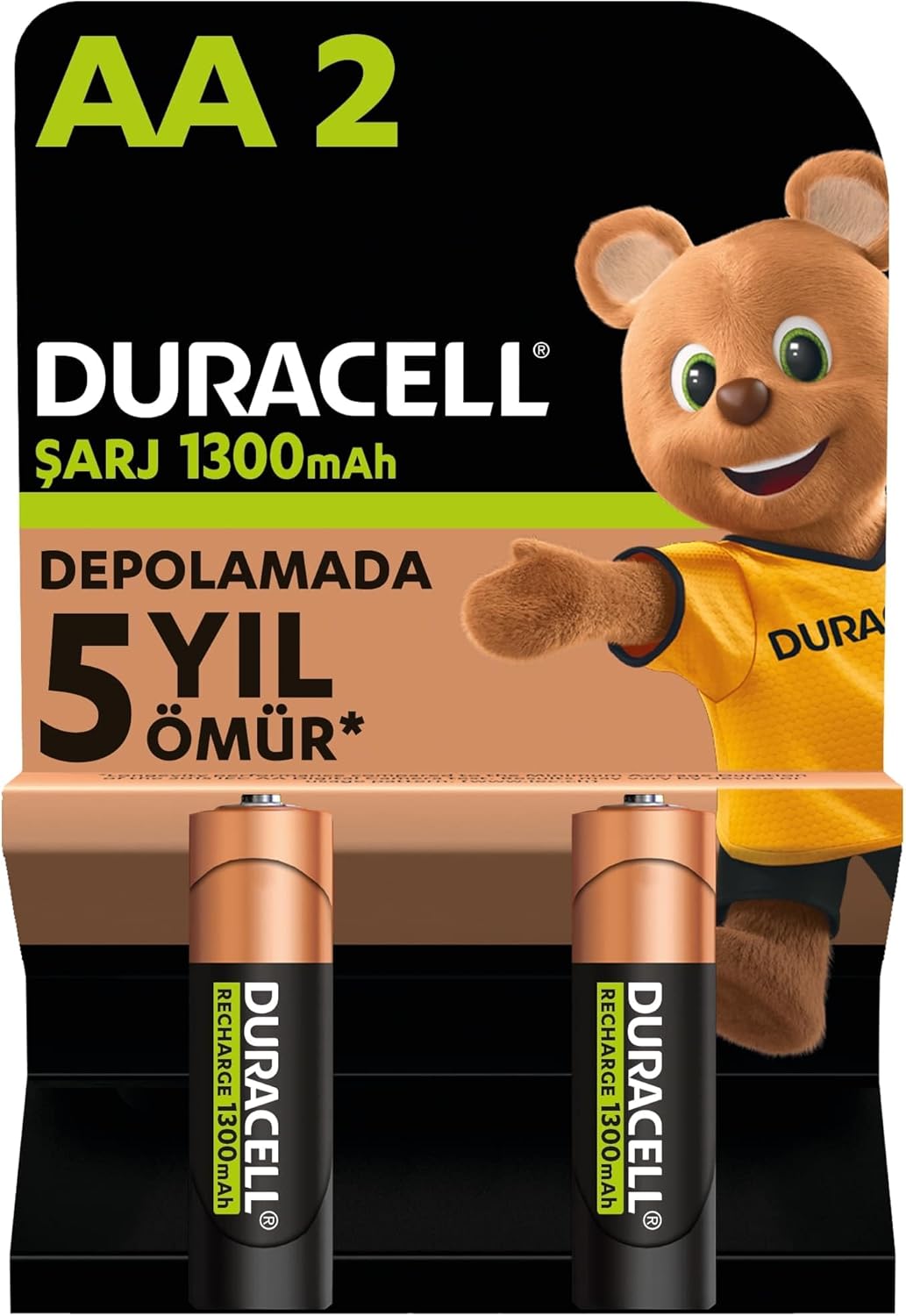 Şarj Edilebilir Pil AA Kalem (2&apos;li Paket), 1300 mAh NiMH, 2000 Sarj Döngüsü, Önceden Sarj Edilmiştir
