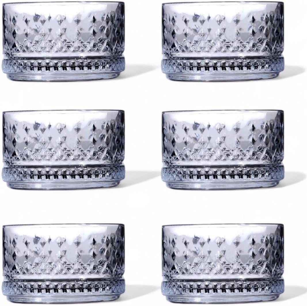 Lüx Kristal Büyük Cam Sunum Seti 6&apos;lı, Kristal Kesme Cam Dondurmalık ve Tatlı Sunum, 9 cm x 5 cm