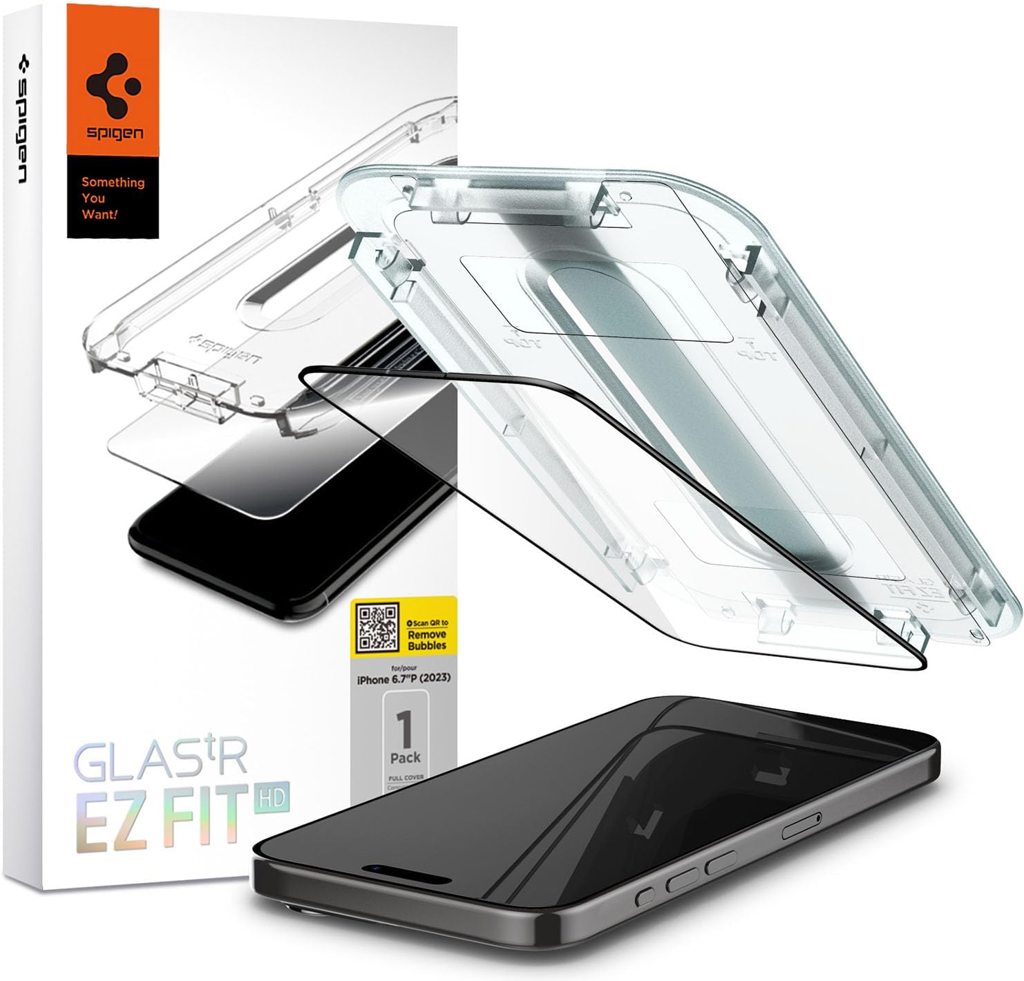iPhone 15 Pro Max Cam Ekran Koruyucu Kolay Kurulum Tam Kaplayan Glas.tR EZ Fit Full Cover Black - AGL06879