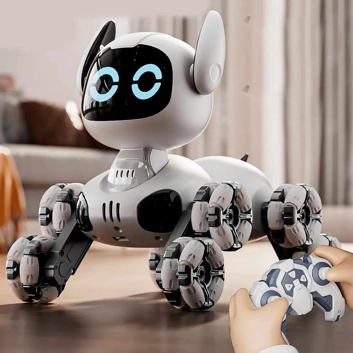 Kumandalı Şarjlı Çift Bataryalı Sesli Müzikli Dokunma İle Demo Akrobat Robot Köpek (Siyah)