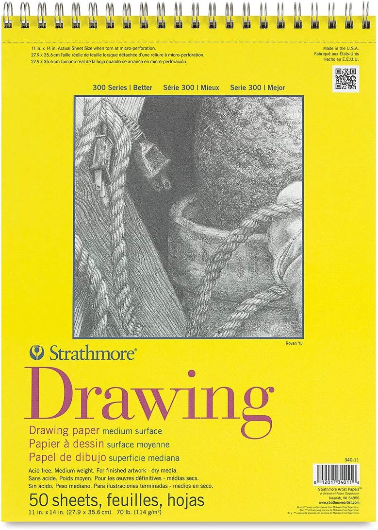 resmi kağıdı Strathmore medium çizimler spiral kağıt ped 27,9 cm x 35,6 cm, 50 yaprak