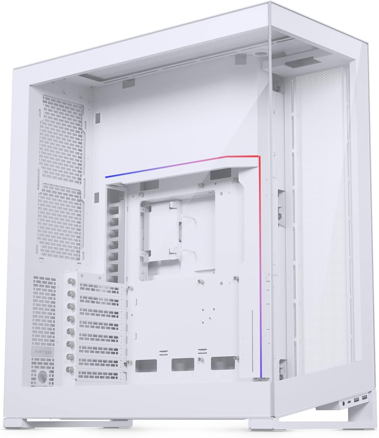 (PH-NV723TG_DMW01) NV7 Vitrin Tam Kule Şasi, Yüksek Hava Akımı Performansı, Entegre D/A-RGB Aydınlatma, Dikişsiz Temperli Cam Tasarımı, 12 Fan Konumu, Mat Beyaz