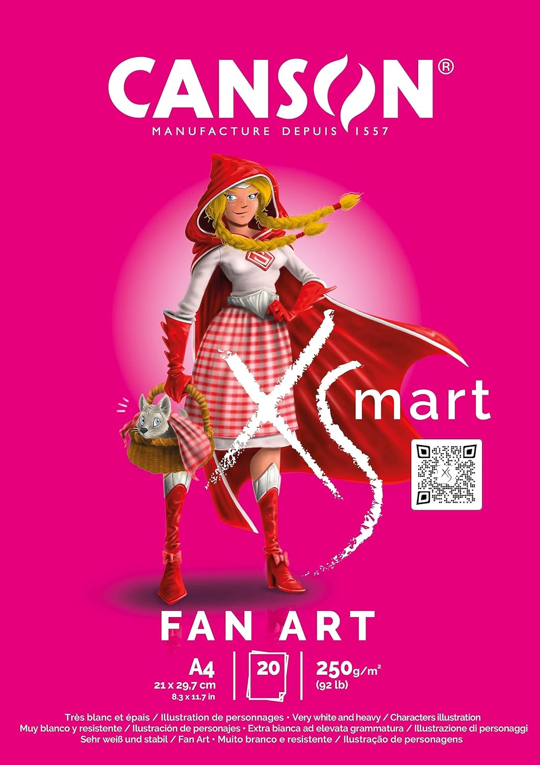 Xsmart FanArt, çizim kağıdı, beyaz, düz, 250 g/m², uzun sayfa, A4-21 x 29,7 cm, beyaz, 20 yaprak, renkli