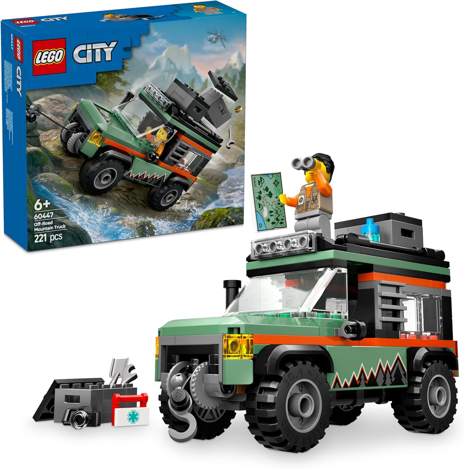 City 4x4 Arazi Dağ Arabası 60447-6 Yaş ve Üzeri Çocuklar için Yaratıcı Oyuncak Yapım Seti, Doğum Günü Hediyesi (221 Parça)