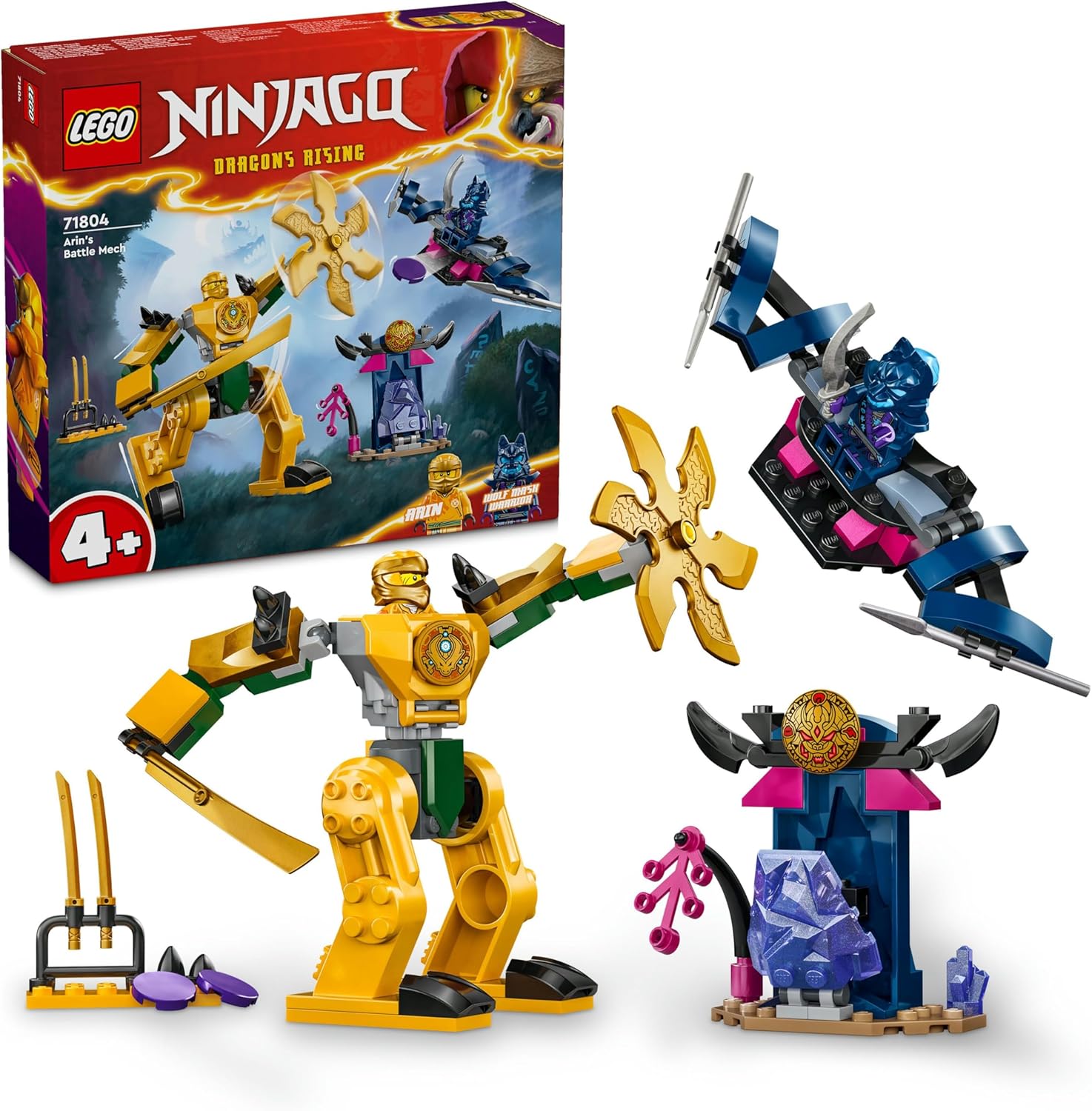Arin’in Savaş Robotu 71804-4 Yaş ve Üzeri Çocuklar için Arin Minifigürü İçeren Yaratıcı Oyuncak Yapım Seti 71804 (104 Parça)
