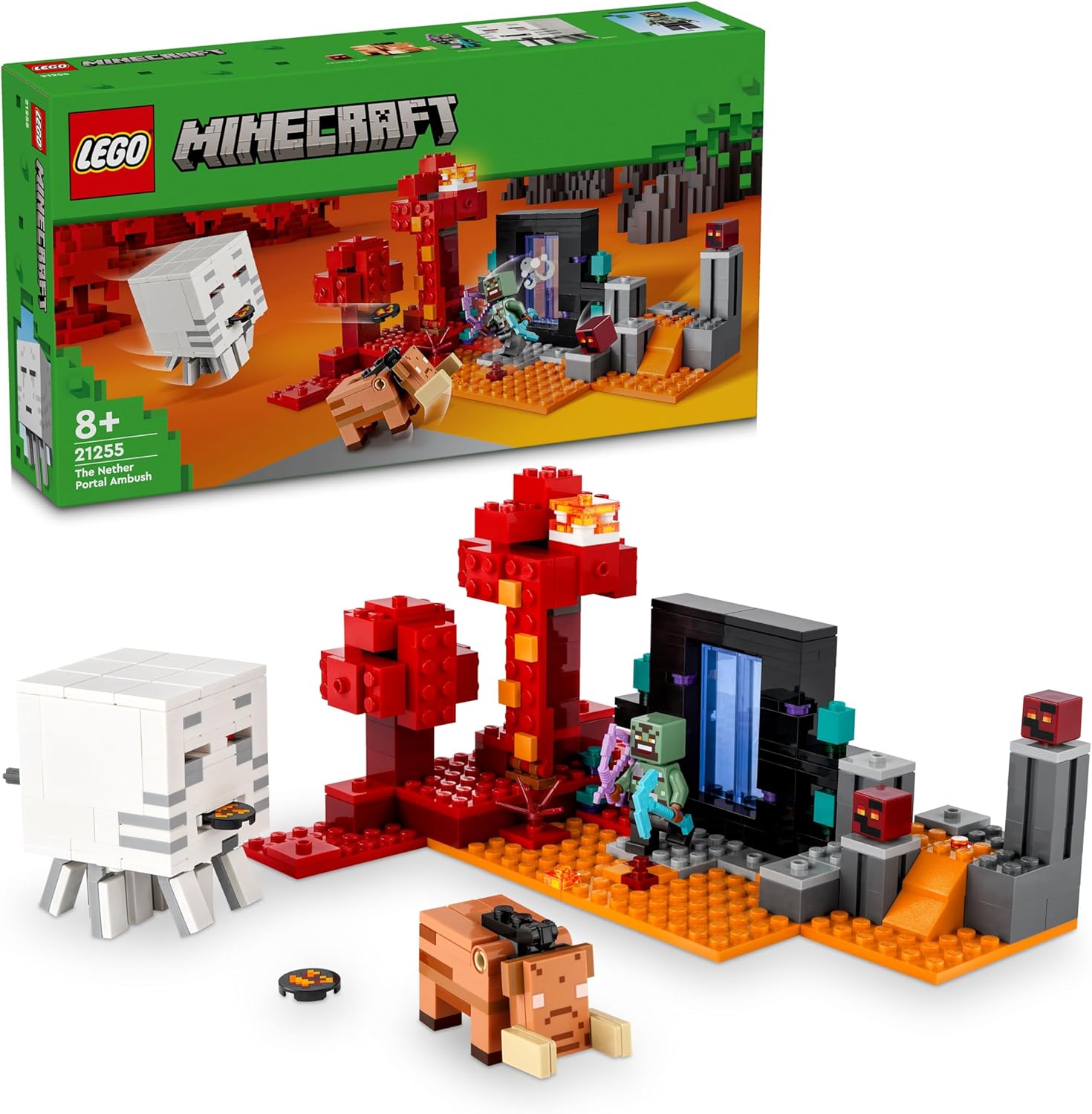 Minecraft Nether Geçidi Pususu 21255-8 Yaş ve Üzeri Macera Oyunları Seven Çocuklar İçin Yaratıcı Oyuncak Yapım Seti (352 Parça)
