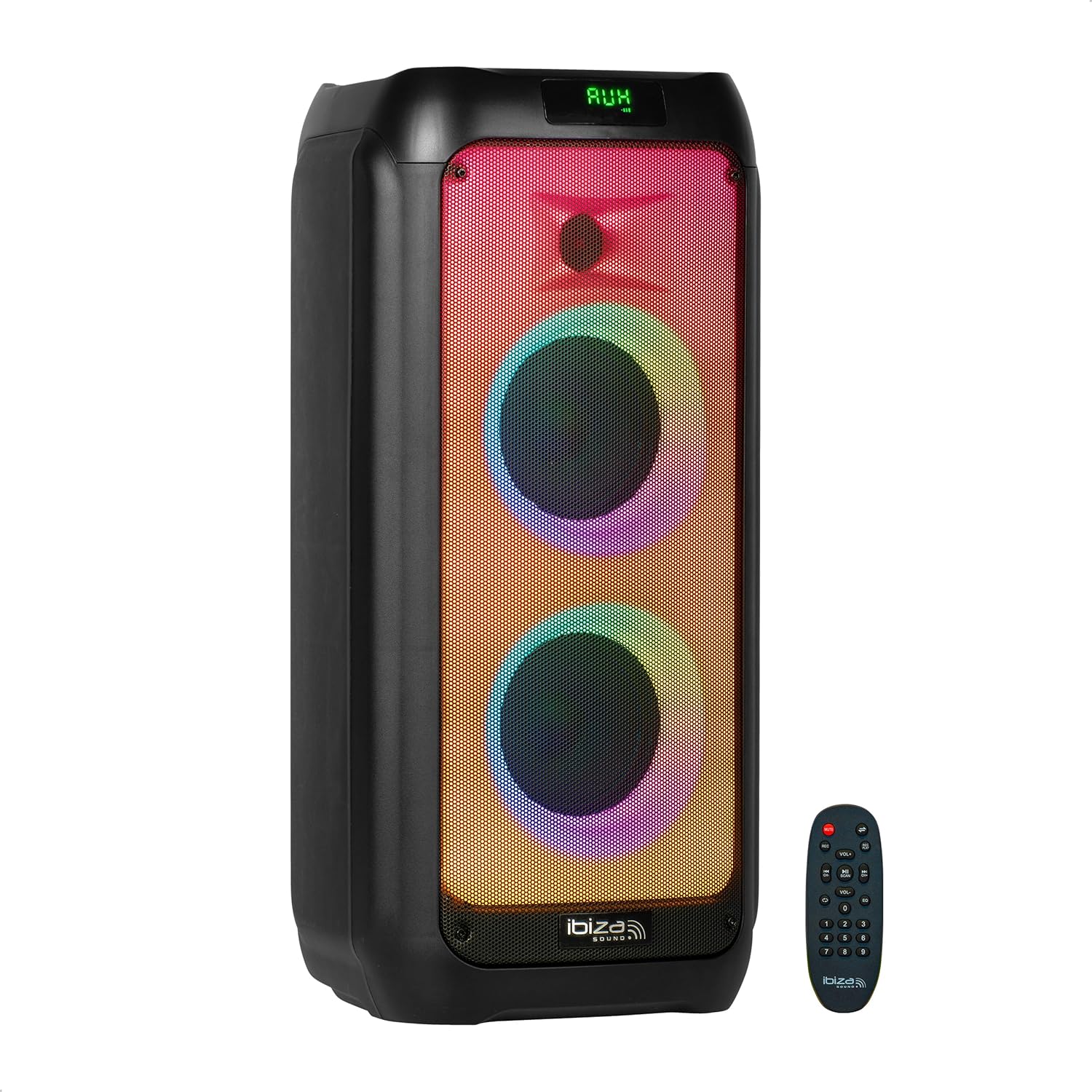 - W6-2 adet 5,25 inç (13 cm) hoparlör, 250W, pilli, Bluetooth, USB ve microSD - W LED efekti, TWS kablosuz bağlantı - Siyah