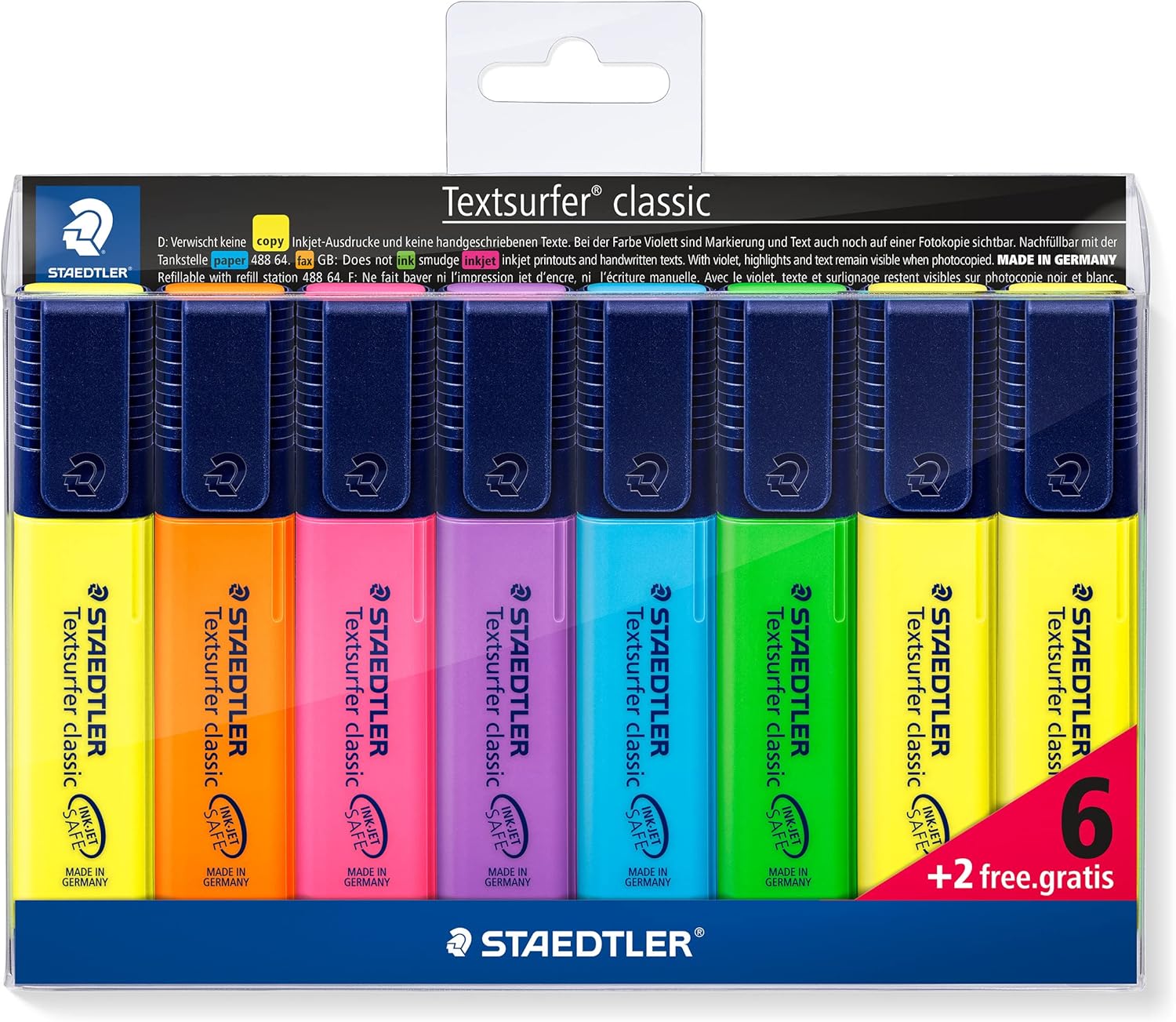 364-A WP8 Textsurfer Classic Fosforlu Kalem 8&apos;Li Blister (6 Renk + 2 Renk Bedelsiz)